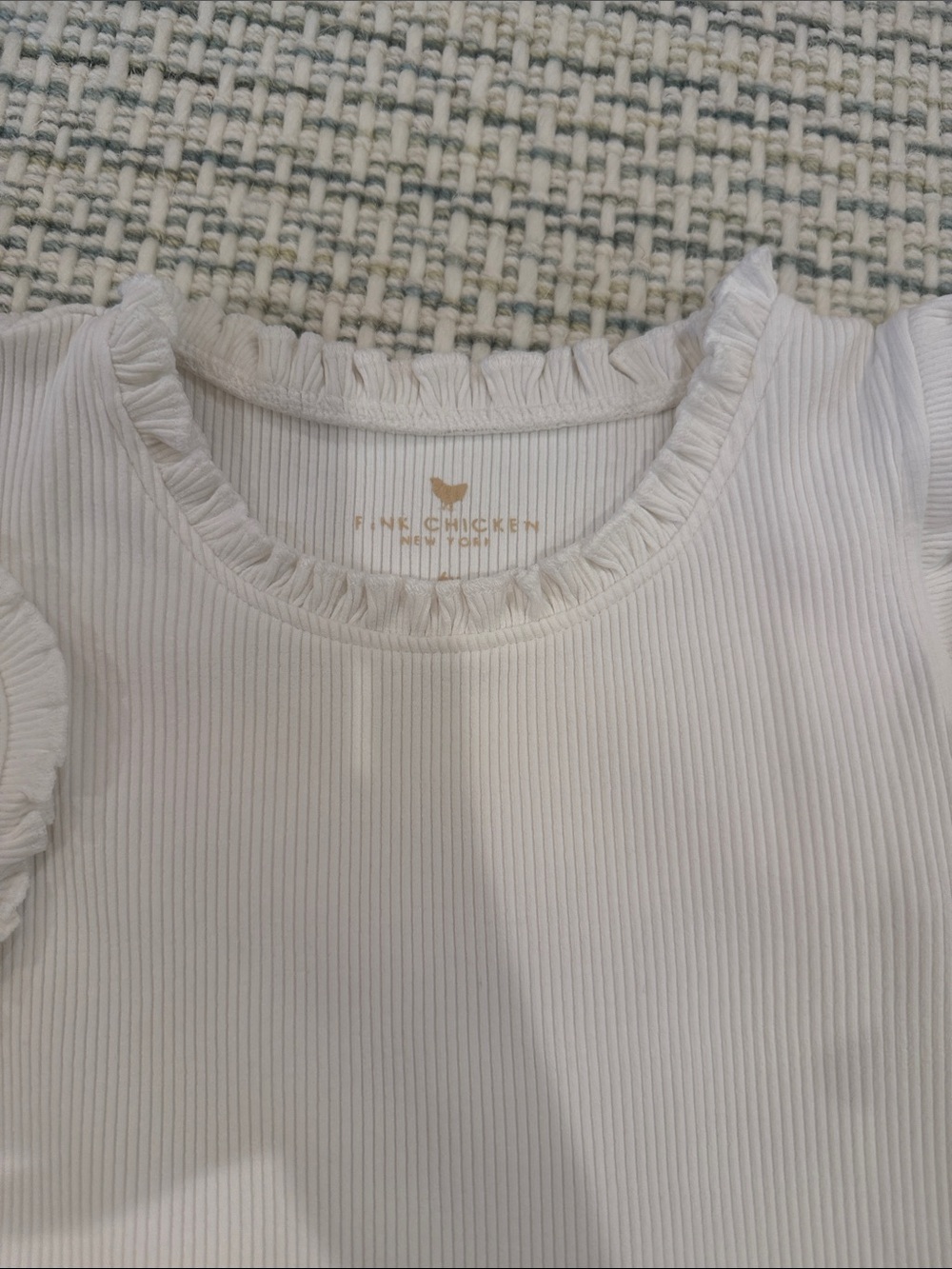 Pink Chicken White Ribbed Ruffle Tank Top - Picture 2 of 3